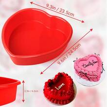 HnadhHoen 10 Inch Heart Shaped Cake Pan, 1 Pack Non - Stick Large Heart Shaped Cake Mold Silicone Baking Mold Cheesecake, Brownie, Chocolate Cake - Đỏ - Xem 3
