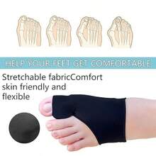 2 piezas Separador de dedos del pie ajustable y elástico, separador de dedos del pie y pulgar unisex con almohadillas de gel - Para comodidad del pie - Uso nocturno, senderismo, camping - Herramienta de cuidado de los pies para hombres y mujeres, regalo perfecto para Navidad y Año Nuevo - Negro - Ver 2