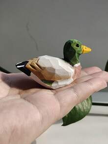 1 szt. ręcznie robiona drewniana figurka kaczki zielonogłowej, styl klasyczny, malowana rzeźba zwierzęcia, dekoracja kuchni, idealny prezent na Walentynki, rocznicę, Święto Dziękczynienia, Dzień Matki, ukończenie szkoły, dodatek na biurko, do kolekcji dzieł sztuki - Wielokolorowe - Zobacz 6