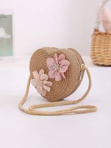 Summer New Kids Straw Hat, Fashion Bow Decor, Girls Version, Baby Sun Protection Beach Hat With Storage Bag, 2pcs Set - Multicolor - View 8