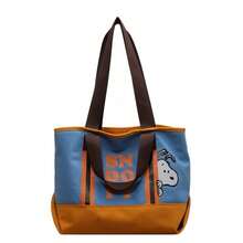 1个史努比主题帆布手提袋，帆布材质，轻便，适合日常通勤、学生化妆品收纳、生日、情人节、派对礼物和返校用品。