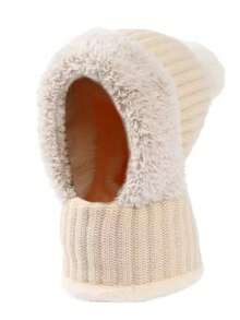 1pcs High Elasticity Solid Color Thick Windproof Warm Collar Warm Face Mask Integrated Men's And Women's Universal Winter Knitted Hat - Multicolor - View 13