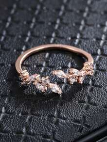 1pc Leaf Element Natural Affinity Women's Ring With Zirconia Stone, - Ring - View 9