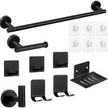 GeorgeX 15 Piezas Juego de Accesorios de Bao Ganchos, Toallero Bao 40cm+Portarrollos para Papel+Estante de Afeitado+Jabonera+Gancho Adhesivo+Ganchos para Toallas de Bao (Plata) - plata - Ver 2