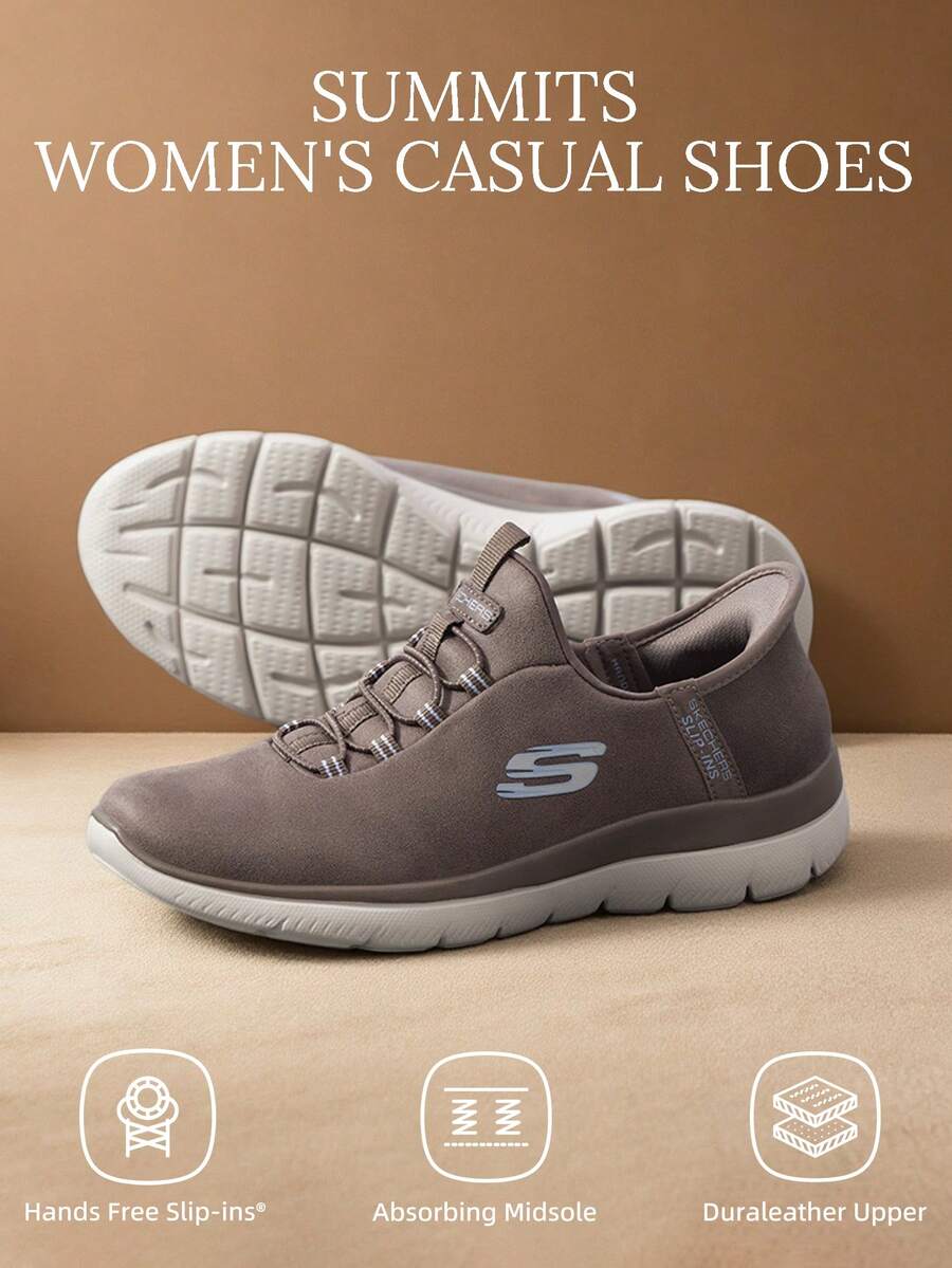Skechers Giày lười nữ kiểu dáng đơn giản, cổ thấp, thích hợp cho sinh hoạt hàng ngày, hoạt động ngoài trời, du lịch, đi làm, thể thao, mã sản phẩm 150254-BRN - màu nâu - Xem 1