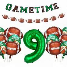 32" Green Number Foil Balloons, Football Pennant Flags, Football Shaped Balloons, Birthday Party Decorations - Green - View 16
