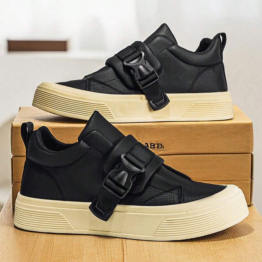 1双男士休闲运动鞋，时尚简约设计，舒适百搭，防滑 - 黑色 - 查看 1