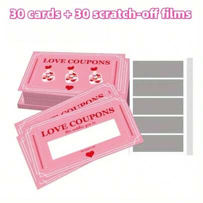 30-Piece Set Creative DIY Scratch-Off Cards & Stickers – Surprise Gift Cards Ideal For Birthday Presents Anniversary Surprises Valentine's Romantic Moments Couple Daily Interaction Party Favors To Add Sweetness To Special Occasions & Create Heartwarming Surprises For Loved Ones