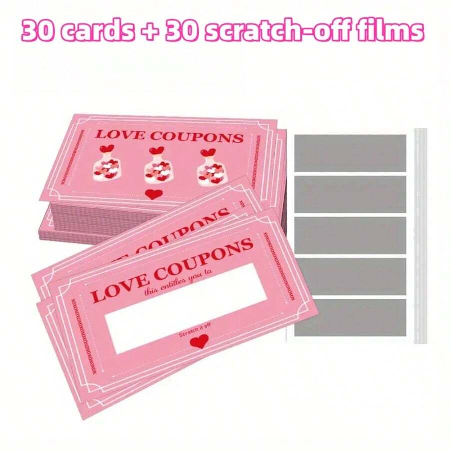 30-Piece Set Creative DIY Scratch-Off Cards & Stickers – Surprise Gift Cards Ideal For Birthday Presents Anniversary Surprises Valentine's Romantic Moments Couple Daily Interaction Party Favors To Add Sweetness To Special Occasions & Create Heartwarming Surprises For Loved Ones - Multicolor - View 1
