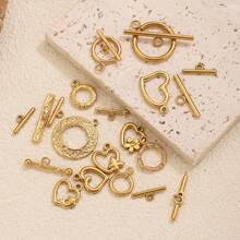 5 أزواج من الخواتم المفتوحة المطلية بالذهب الأصفر عيار 18 قيراط من الفولاذ المقاوم للصدأ بتصميمات قلب/فراشة/زهرة/محفورة، مناسبة لصنع الأساور والقلائد وغيرها من المجوهرات اليدوية، إكسسوارات زخرفية يومية - مشبك OT - مشاهدة 4