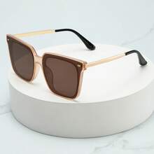 1pc Unisex Retro Square Large Frame Minimalist Fashion Glasses, Suitable For Travel, Casual, Party, Beach, Daily Wear - Multicolor - View 6