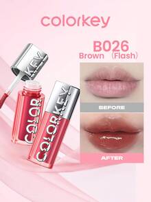 COLORKEY Honey-Colored Glossy Lip Gloss, Liquid Lipstick, Long-Lasting Moisturizing, High Color Payoff, Glossy Finish, Non-Sticky, Smudge-Proof, Lightweight & Comfortable, Smooths Lip Lines, Suitable For Parties, Graduations, Birthdays, Holidays, Summer, Y2K Style, Versatile, Suitable For Women's Makeup, Parties, Beach, Travel, Camping, Outdoor Activities, Campus Travel, Holiday Celebrations, Gifts, Rose Girl Cosplay, Mother's Day - B026 Brown (Flash) - 查看 2