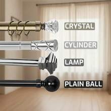 Premium Plain Adjustable Curtain Rod - 70x120cm Extendable 60mm Classic Finial Easy DIY Install Rod - LAMP DESIGN CHROME - View 3