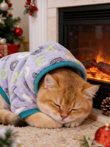 紫色珊瑚绒宠物卫衣，秋冬季中小型犬保暖加厚服装 - 淡紫色 - 查看 8