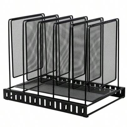EASEPRES 5 Section Vertical Metal Mesh Desk File Organizer Spacing Adjustable Upright Desktop Paper Mail Document Magazine Sorter Folder Holder For Workspace Office School Home Black