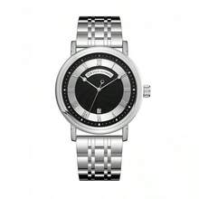 ORSGA Men's Automatic Mechanical Watch With Date, 50M Waterproof Stainless Steel Business Casual Watch - 銀色鋼帶黑面 - 查看 1