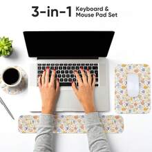 Keyboard Wrist Rest Pad  Pad Set,Ergonomic  Pad For Laptop Computer,Wrist Support Memory Foam Desk Pad For Gaming Office,Non Slip Rubber Pad Typing Relief Pain (WristRest203) - 腕托203 - 查看 7