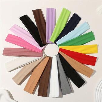 10条复古简约涤纶运动头带 - 弹性吸汗纯色发饰，针织款式，无羽毛，适合作为感恩节礼物，可爱发饰