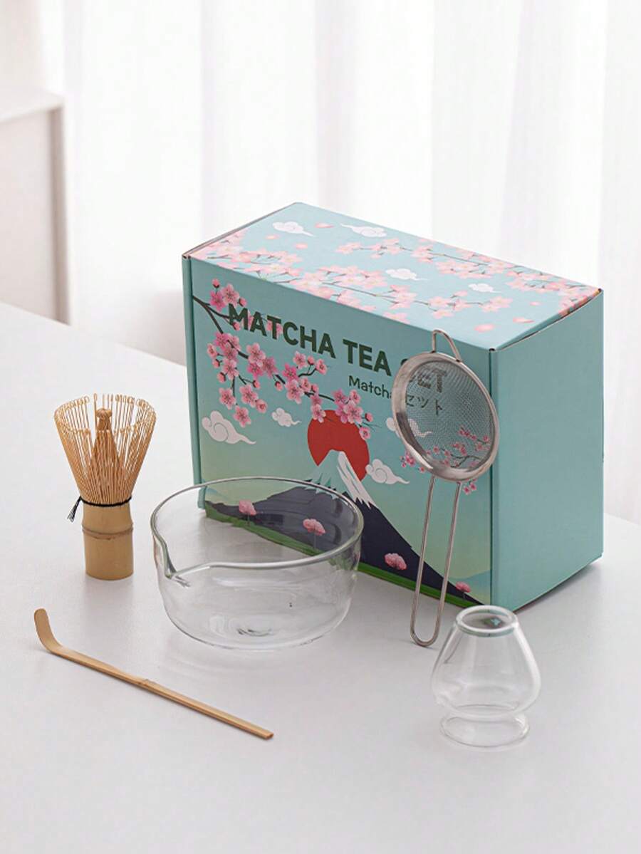 5pcs/Set Japanese Classic Heat-Resistant High Borosilicate Glass Matcha Tea Utensil Set, Includes Matcha Whisk, Suitable For Matcha Lovers, Women's Daily Matcha Making, Gifts For Valentine's Day, Christmas, Halloween, Thanksgiving - Multicolor - View 1