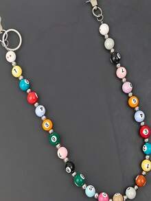 1pc Fashionable Dopamine Billiard Bead Waist Chain, Mini Personalized Niche Pants Chain, Versatile Denim Jeans Accessory, Bohemian - Multicolor - View 4