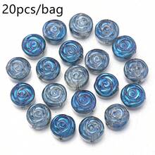 20pcs/Pack 10mm Glass Rose Round Beads, Electroplated Rose Beads For Jewelry Making DIY Bracelet Necklace, Valentine's Day Rose Beads