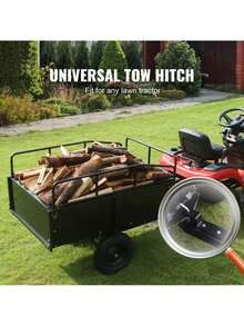 Heavy Duty ATV Trailer Steel Dump Cart, 750-Pound 15 Cubic Feet, Garden Utility Trailer With Removable Sides For Riding Lawn Mower Tractor - Black - View 2