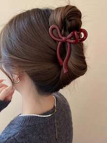 1个女士亚克力珍珠蝴蝶结发爪夹，大号，优雅马尾辫配饰，适合日常、海滩、旅行、派对等场合，时尚发夹，精致甜美的发饰（请注意，由于拍摄光线原因，产品图片可能与实物存在一定色差，请以实物为准）女士发饰 - 彩色 - 查看 3