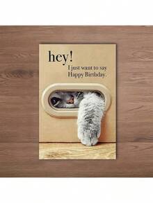 1pc Unique Cat Birthday Card, Best Gift For Family And Friends, Happy Birthday Card With Envelope, Unusual Things, Cute Aesthetic Items - 紅色 - 查看 6