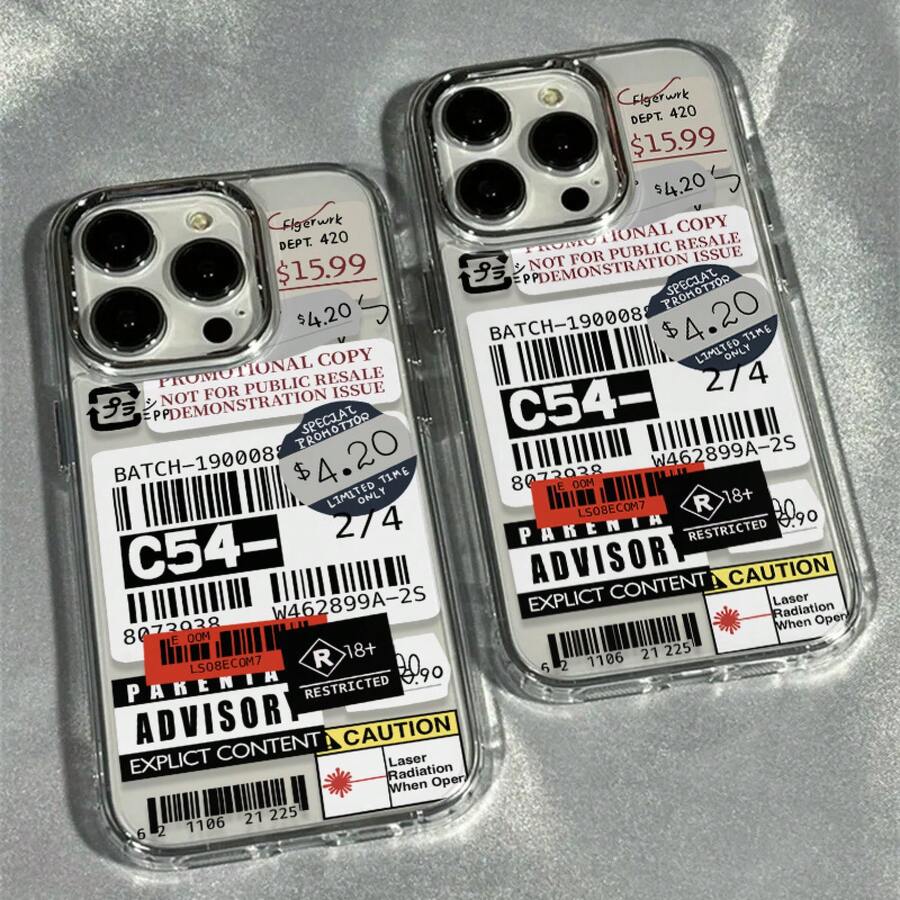 1pc Industrial Style Label Patchwork Photo Frame Soft Phone Compatible With 17 16 15 14 13 12 11 Pro 14 15 16E Plus XS XR X 8 SE 2020 Valentines Day Phone [Model] - 1 cái - Xem 1