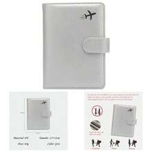 Porta de Pasaporte de Cuero PU, Billetera de pasaporte, Maletn de Viaje Impermeable con Bloqueo RFID para Identificacin de Viaje, Femenina y Masculina Negro - Gris - Ver 1