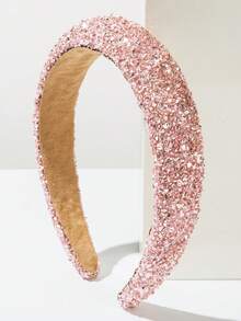 1pc Korean Baroque Style Colorful Crystal Candy Sponge Wide Headband, Suitable For Girls To Wear To Parties And Events Head Accessories, Hair Band, Hair Hoop Hairband Beauty Home Hair Accessories,Travel,Birthday - FG1621-pink - View 4