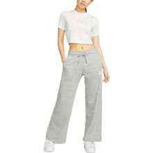 Nike Sportswear Solid Color Brand Logo Mid-Rise Loose Wide Leg Drawstring Casual Pants, Grey - Grey - View 5