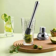 8 Inch Stainless Steel Cocktail Muddler And Mixing Spoon Home Bar Set - Create Delicious Mojitos Old Fashioned/Mint Julep/Other Fruit Based Drinks Silver - 銀色 - 查看 4