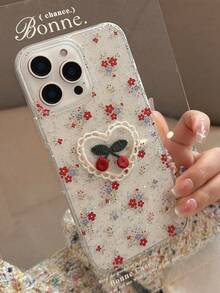 闪亮樱花图案手机壳，兼容 17、16、15、14、13 - 無色 - 查看 3