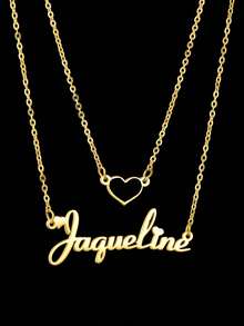 [ Stacked Chain Hot Style ] Personalized Customization Of Double-Layer Necklace, Personalized Customization Of Name, Text, Anniversary, Double-Layer Chain Style Necklace, Stainless Steel Gold Necklace, Including Exquisite Gift Box, Suitable For Winter, Gift Giving, Valentine's Day, Mother's Day. - Double Chain - View 12