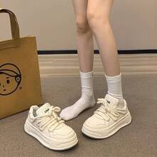 Zapatos Blancos de Suela Suave de Plataforma de Nicho 2025 Nueva Primavera Verano Suela Gruesa Versátil Zapatillas Zapatos de Papá - Blanco - Ver 3
