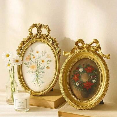 1pc Classic Retro Photo Frame, Vintage Faux Wood Carving Frame (Without Photo Paper), Decorative Desktop/Wall Frame, Floral Carving, Resin Frame, Retro Creative Desktop Display, Mini Square Picture Frame, Home Decor Suitable For Home, Room, Living Room, Office