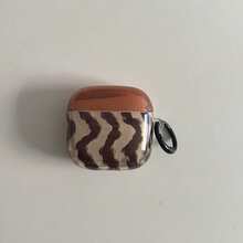 Retro Semi-Transparent Beige Wavy Pattern Earphone Case With Hanging Loop, Compatible With Huawei Freebuds 7i, Freebuds 2, Freebuds SE 3, Freebuds 5i, Galaxy Buds Pro 3 Earphone Cases, Cute Korean Style - Brown - View 8