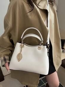 Nuevo bolso de mano elegante para mujer, clásico, estiloso y duradero de lujo, con amplia capacidad, para llevar al hombro o cruzado - Blanco - Ver 7