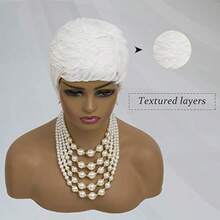 DShort White Pixie Wigs For Women Pixie Cut Wig Short Pixie Cut Wigs For Black Women Layered Synthetic Heat Resistant Pixie Wig For Party Cosplay Use - White - View 3
