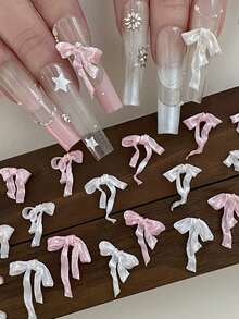 100pcs Butterfly Nail Art Decorations, Blue, White, Pink 3D Butterfly Nail Art Accessories, Cute DIY Nail Art Decor Techniques, Nail Art Crafts - Multicolor - View 2