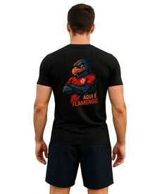 Camiseta Flamengo Camiseta Aqui é Flamengo Blusa Flamengo 100% algodao - Preto - Visão 3