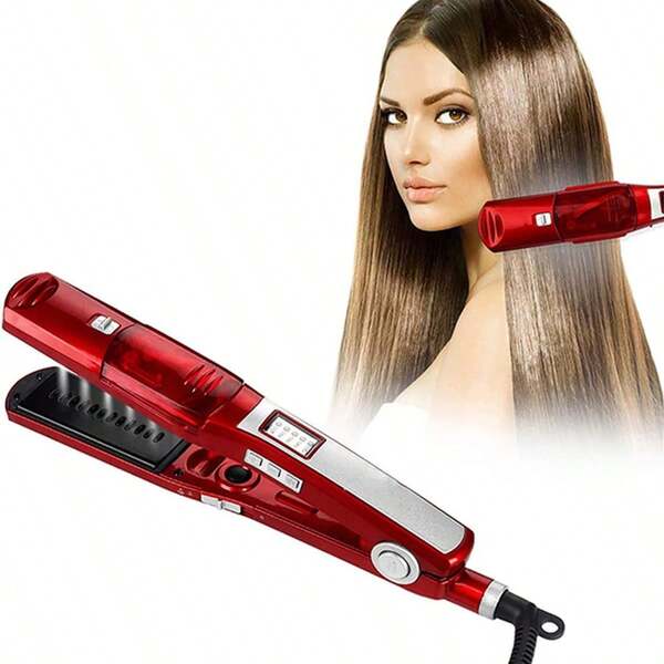 Professional Salon Dry And Wet Quick Styling Device, Dry And Wet Dual-Purpose Ceramic Lat Iron Steam Women's Hair Straightener