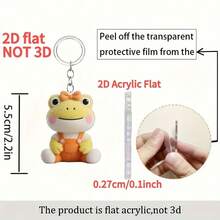 A cute frog keychain -2D acrylic cartoon frog, wearing workwear, perfect for car keys, backpacks, Thanksgiving gifts - Multicolor - Ver 2