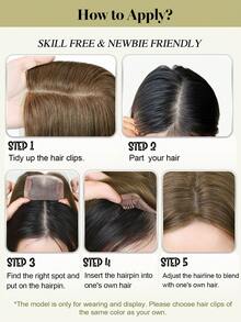 12英寸自然黑色手工编织区域3.25*5英寸混合式假发片，适合头发稀疏的女性，夹式假发片接发 - SNatural - 查看 8