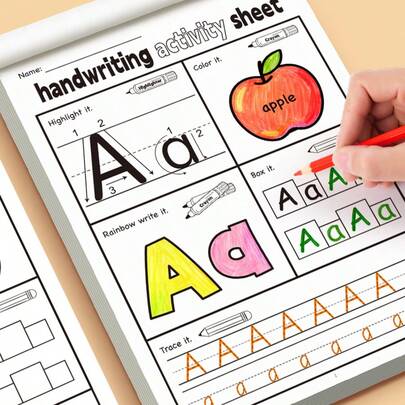 28页儿童字母练习册 - 彩色教育性书写练习册，包含字母和动物图案