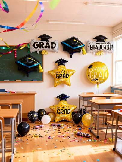 kumozawa 6pcs Graduation Decorative Congratulatory Balloons, 2026 Graduate Congratulations Foil Balloons, Suitable For University/High School Graduation Party 2026