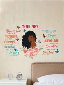 1pc Inspirational Wall Decal - Waterproof Plastic Shaped Floral & Butterfly Sticker, Suitable For Home Decor, Easy To Peel And Stick Design, Perfect Gift For Wedding, Birthday, Housewarming - Classic Style - Color - View 3