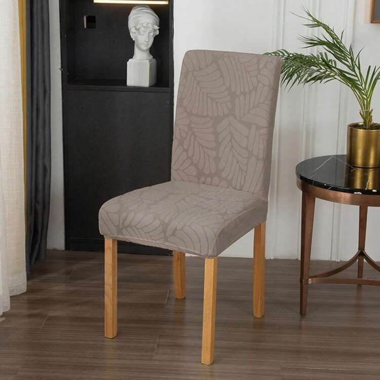 Chair Covers For Dining Chairs Leaf Jacquard Removable Washable Universal Stretch Chair Slipcovers - Caqui - Añade 1