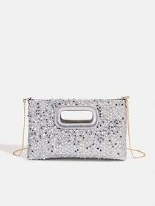 1件装女童新款时尚亮片优雅斜挎包，链条单肩包，手拿包，晚宴包，链条包，零钱包，钱包，适合日常、派对、旅行，理想的礼物 - 手拿晚餐包 - 查看 12